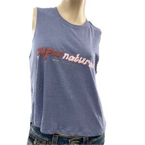 Spiritual Gangster- supernatural blue grey oversized tank top- small